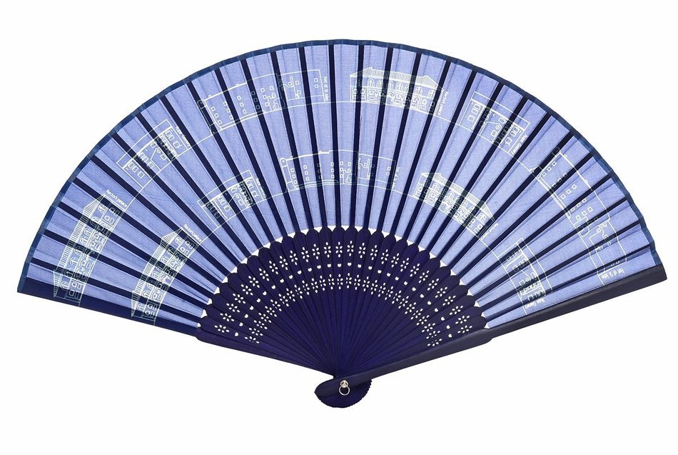 Salutto Hand Fan with Beautiful Fabric Printed (Grey Totem) N18