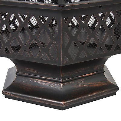 BCP Hex Shaped Fire Pit Outdoor Home Garden Backyard Firepit Bowl Fireplace N5