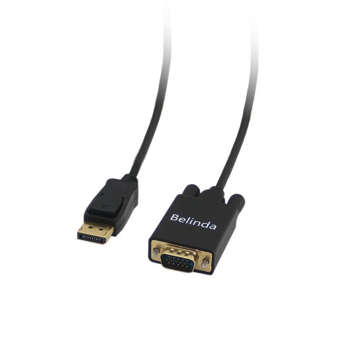 Belinda&reg; Gold Plated DisplayPort to VGA Cable 6 Feet Black MALE to MALE for DisplayPort Enabled Desktops and Laptops...
