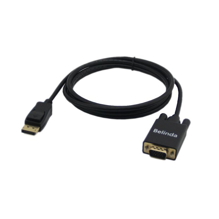 Belinda&reg; Gold Plated DisplayPort to VGA Cable 6 Feet Black MALE to MALE for DisplayPort Enabled Desktops and Laptops... N2