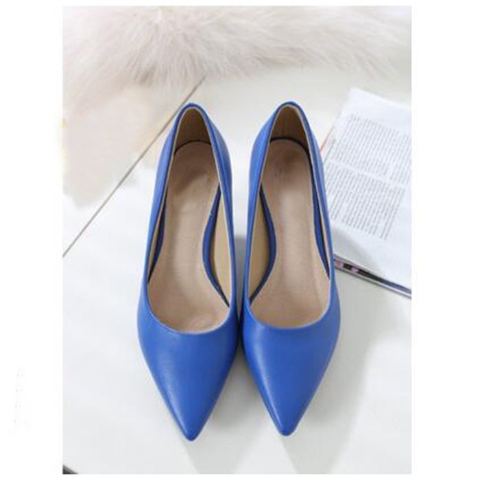 Yaheeda Women's PU Leather Pointed Closed Toe Low Kitten Heel Pumps Work Shoes N20