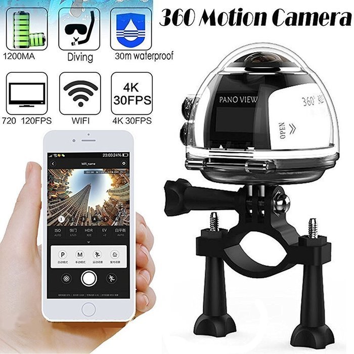 360 Degree Camera,WiFi 4K 3D VR Action Sports Panoramic Camera,TURNMEON 16MP HD 30fps Waterproof 230&deg; Large Lens... N3