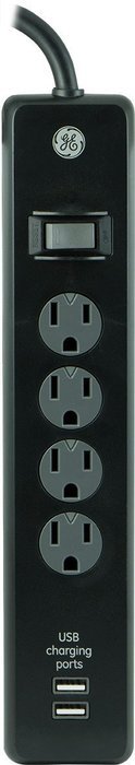 GE 13478 Surge Protector, 4 Outlet 450J 3' Cord 2USB Ports 1.0A Black