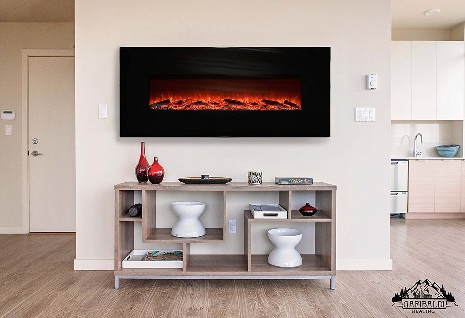 Garibaldi Heating 50" Electric Wall Mounted Fireplace with Remote, Realistic Log Flame Effect, Multiple Heat Settings... N5