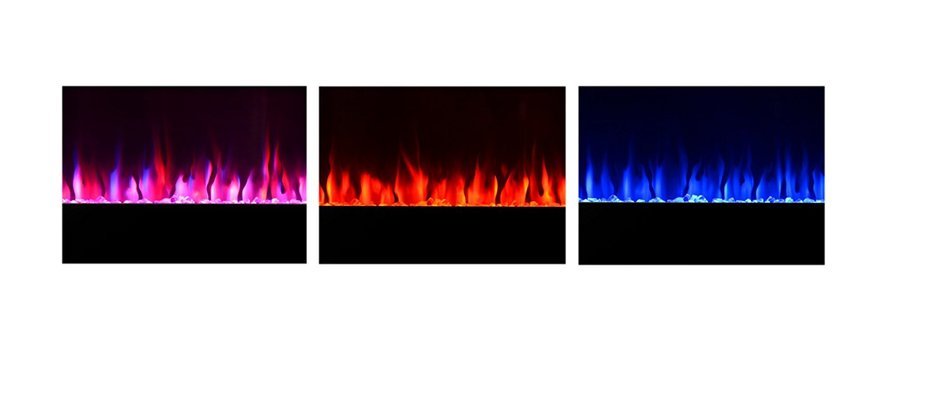 3G Plus 50" Electric Fireplace Wall Mounted Heater Crystal Stone Fuel Effect 3 Changeable Flame Color w/Remote... N4