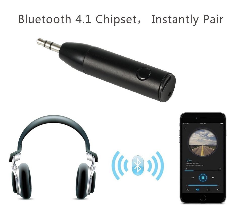 ESYNIC Bluetooth Receiver Adapter Mini Wireless Bluetooth 4.1 Car Kit 3.5mm Music AUX Audio Adaptor Hands-free... N4