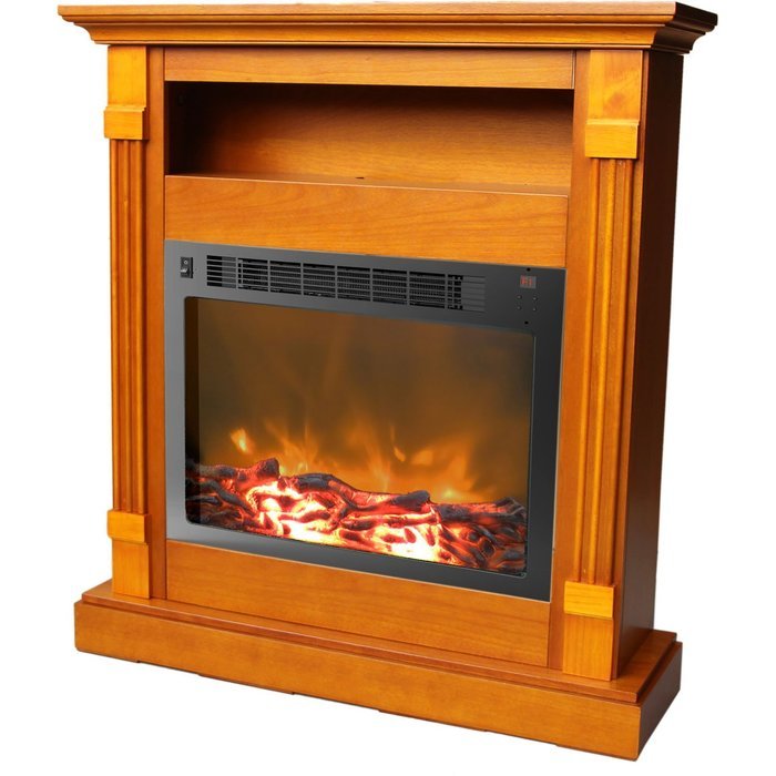 Cambridge Sienna Fireplace Mantel with Electronic Fireplace Insert, Mahogany N3
