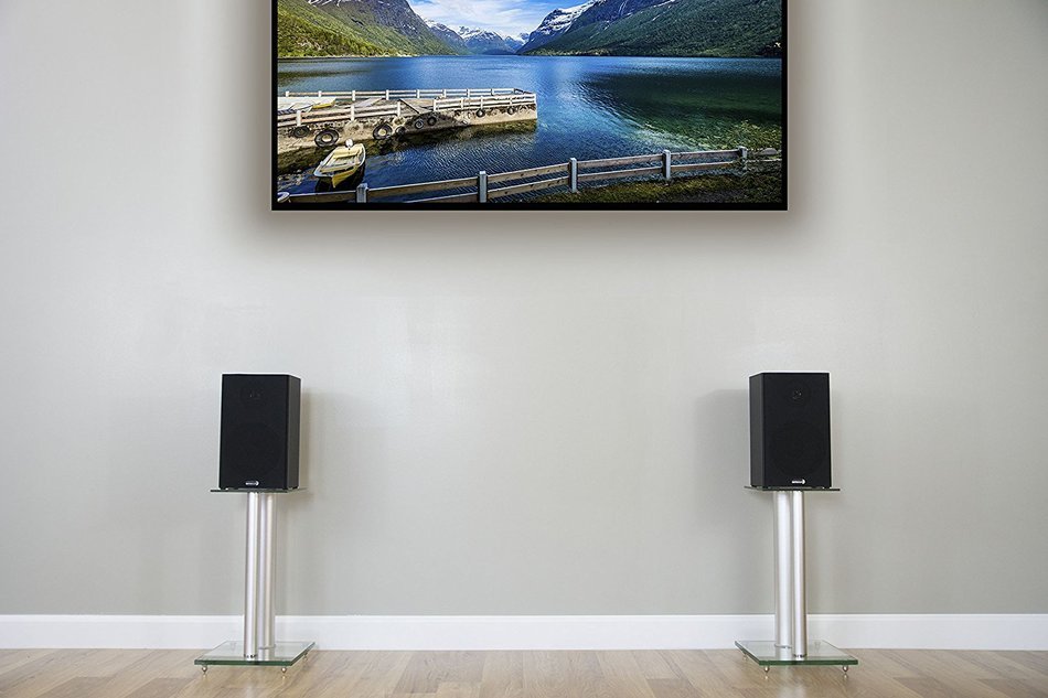 VIVO Premium Universal Floor Speaker Stands Dual Pillar for Surround Sound & Book Shelf Speakers (STAND-SP01S)