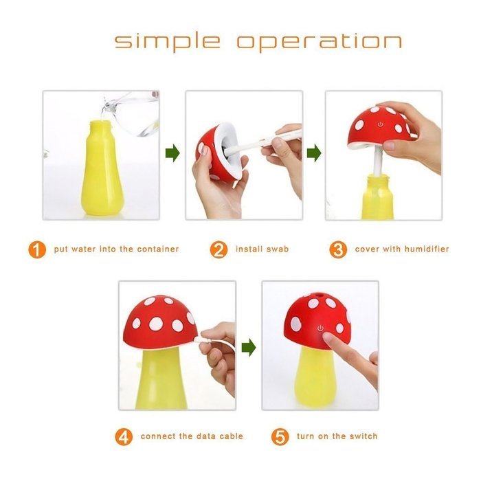 Ultrasonic Cool Mist Humidifier,MKLOT Home Mushroom Purifier Atomizer 200ml for Skin Moisturing Stealth Mask Auto... N3