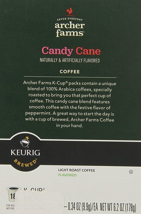 18 K-Cup Archer Farms Keurig Coffee Candy Cane, Light Roast, Pack of 1