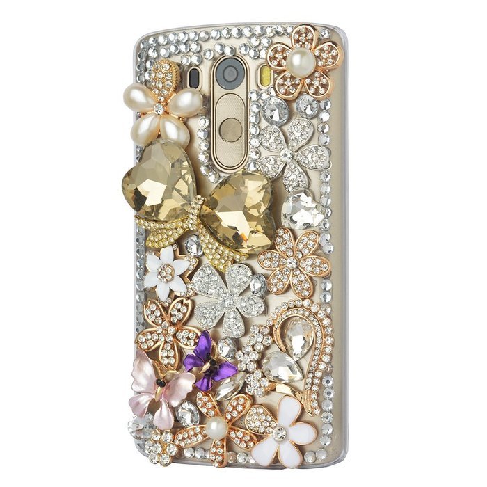 Spritech(TM) Bling Phone Case For LG V10,3D Handmade White Silver Crystal Fox Pattern Fur Accessary Design Clear...