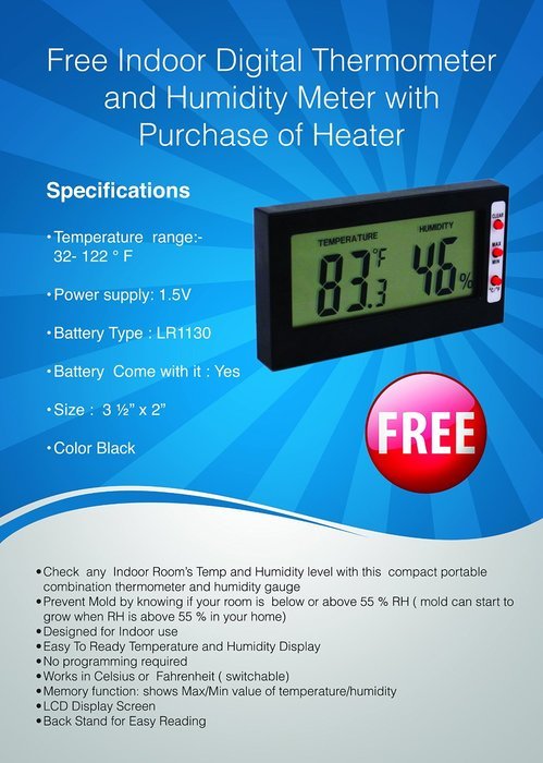 High Quality Bathroom Wall Heater & Free Thermometer Bundle: 240 volt 2000 watt, heats up to 240 sq ft, energy... N8