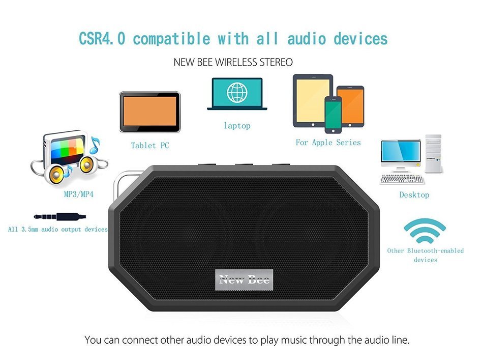 Bluetooth Speaker, Mindkoo Portable Pocket Outdoor Sport IP65 Waterproof Shockproof Wireless Bluetooth V4.0 Speaker... N6