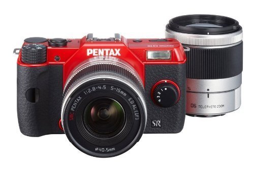 Pentax Q10 12.4 MP Compact Mirrorless Camera with 5-15mm f/2.8-4.5 & 15-45mm f/2.8 Zoom Lenses (Red)