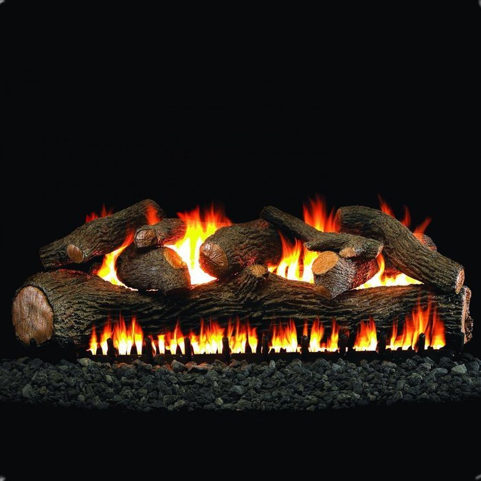 Peterson Real Fyre 24-inch Mammoth Pine See-thru Log Set With Vented Propane Epic Burner - Basic On/Off Remote