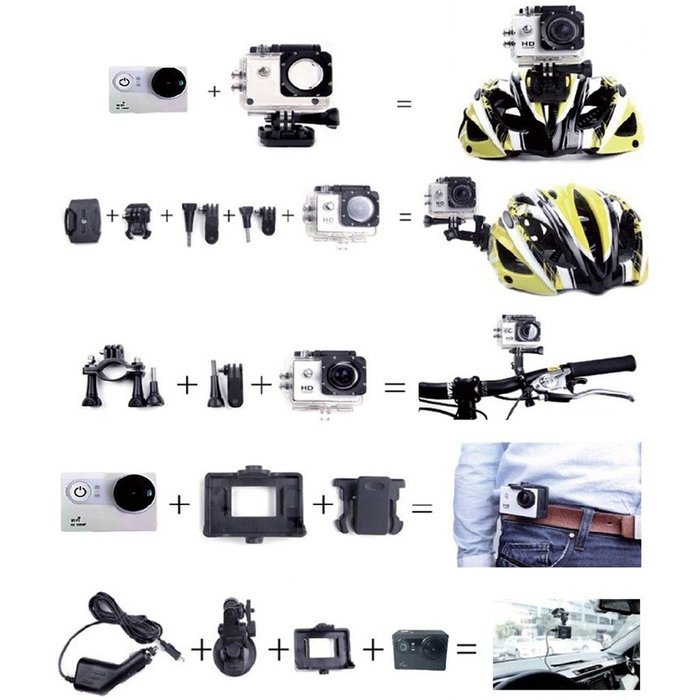 Choice Goods 2.0inch 12MP Wifi 170 Degree Wide Angle FULL HD 1080P Waterproof Sport Action Camera - Gold