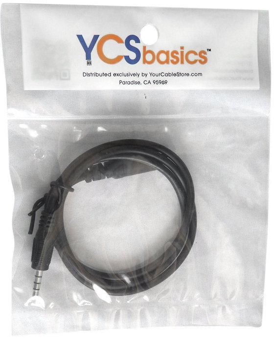 YCS Basics 12 foot 3.5mm male / female 4 conductor (3 ring cable) N2