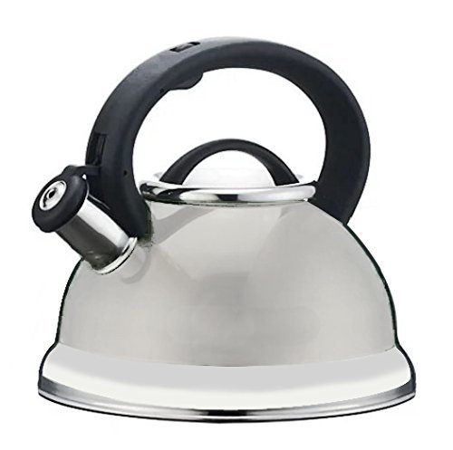 Stainless Steel Whistling Tea Kettle or Tea Maker w/ Encapsulated Base 2.8 Liter (Red) N4