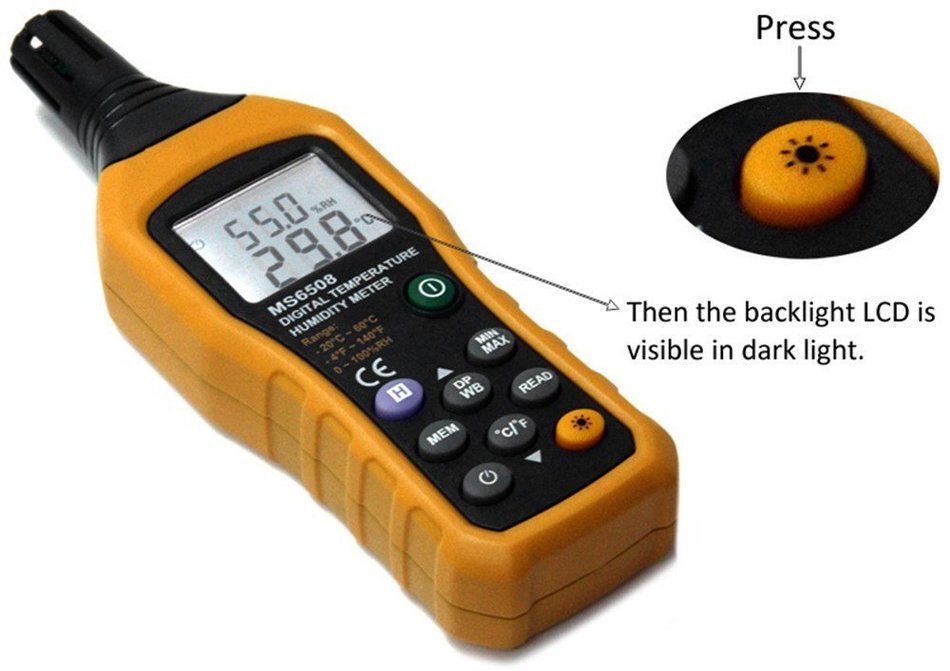 Digital Wet Bulb&Dew Point Temperature and Relative Humidity Meter for Indoor and Outdoor,Range: -4 ~140&deg;F/0 ~... N3