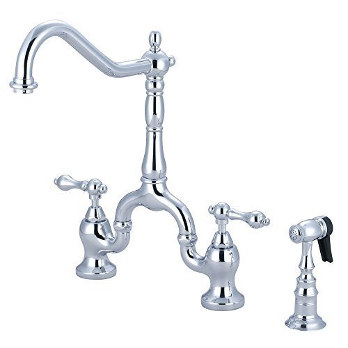 Kingston Brass KS7751ALBS English Country Kitchen Faucet with Brass Sprayer, Polished Chrome by Kingston Brass