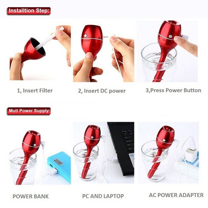 Morpilot Portable USB Mini Magic Wand Stick Ultrasonic Aromatherapy Diffuser Purifier Humidifier with Water Cup... N20