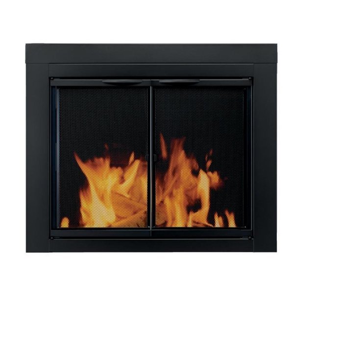 Pleasant Hearth AN-1010 Alpine Fireplace Glass Door, Black, Small N3