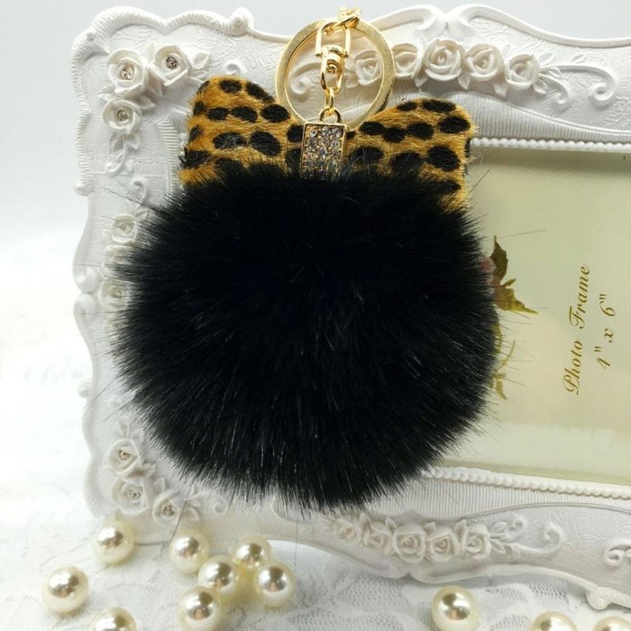 AutumnFall&reg; Fluffy Faux Rabbit Fur Ball Charm Car Keychain Handbag Key Ring (# 14) N27