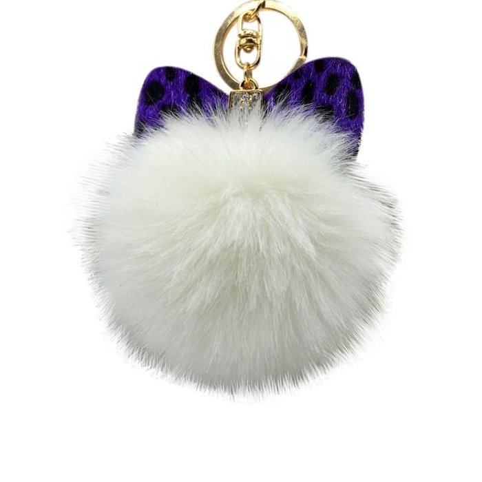 AutumnFall&reg; Fluffy Faux Rabbit Fur Ball Charm Car Keychain Handbag Key Ring (# 14) N28