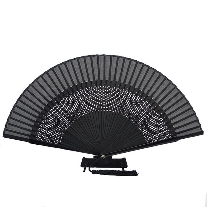 Aircee (TM) 8&lsquo;&rsquo; Delux Decor Ladies Portable Bamboo Silk Lace Japanese Fan (Black 7.7inch) N2