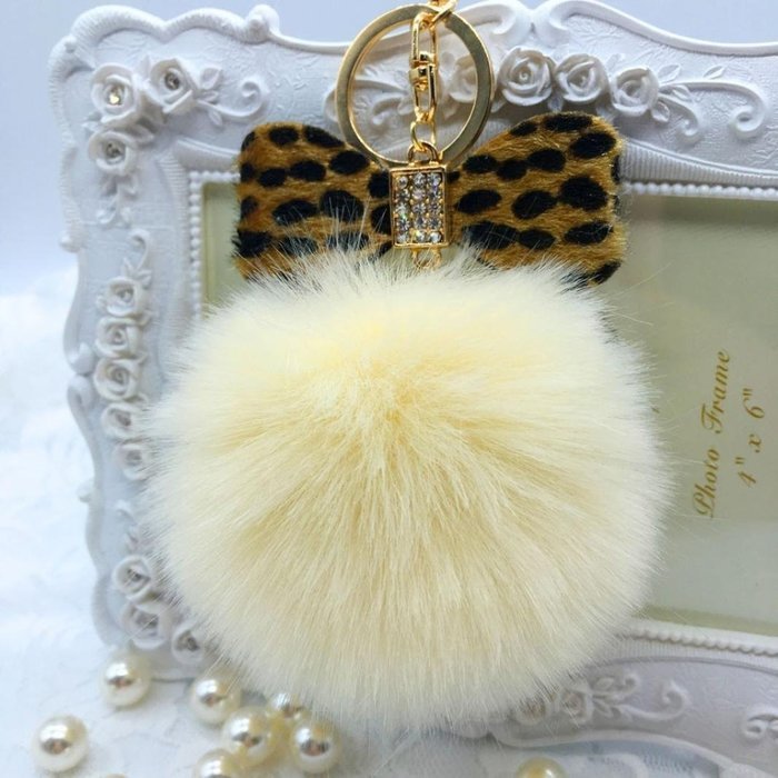 AutumnFall&reg; Fluffy Faux Rabbit Fur Ball Charm Car Keychain Handbag Key Ring (# 14) N29