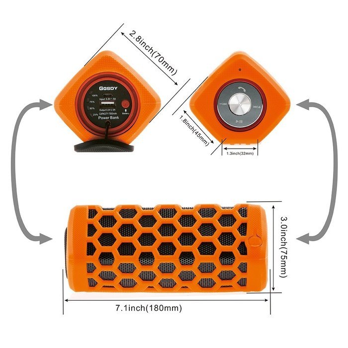 Portable Hi-fi Wireless Bluetooth Speaker Waterproof with Power Bank, Built-in 7000mAh Rechargeable Battery, 20... N3