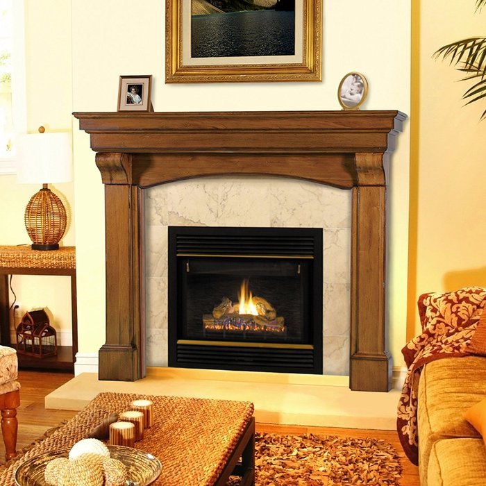 The Blue Ridge Fireplace Mantel Surround Finish: Oak Distressed, Shelf Length: 77.5" N3