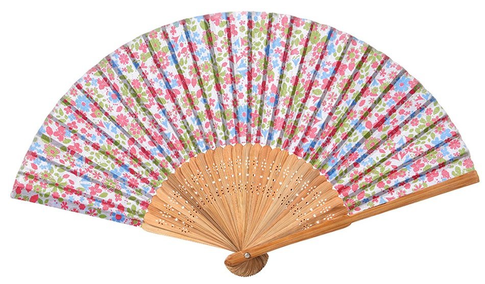Salutto Hand Fan with Beautiful Fabric Printed (Grey Totem) N29