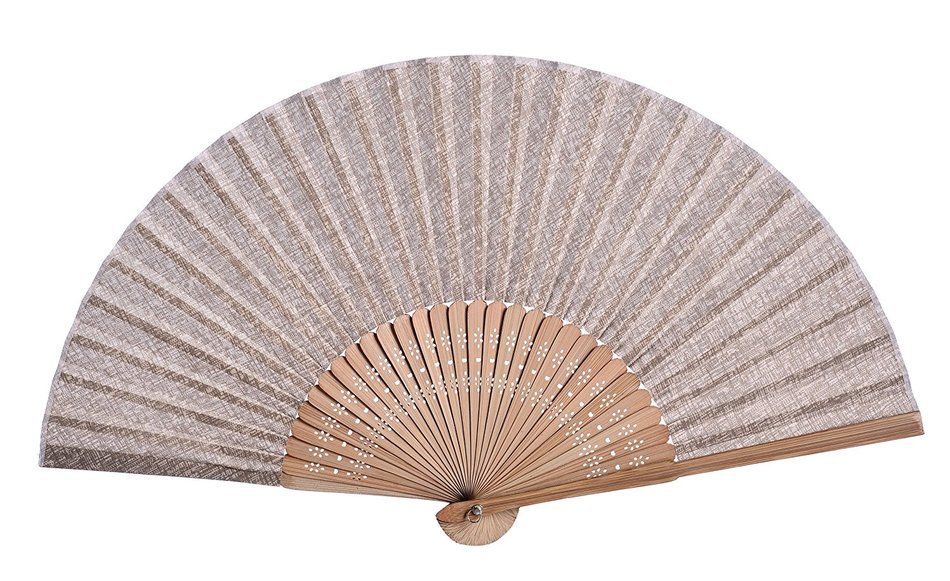 Salutto Hand Fan with Beautiful Fabric Printed (Grey Totem) N30