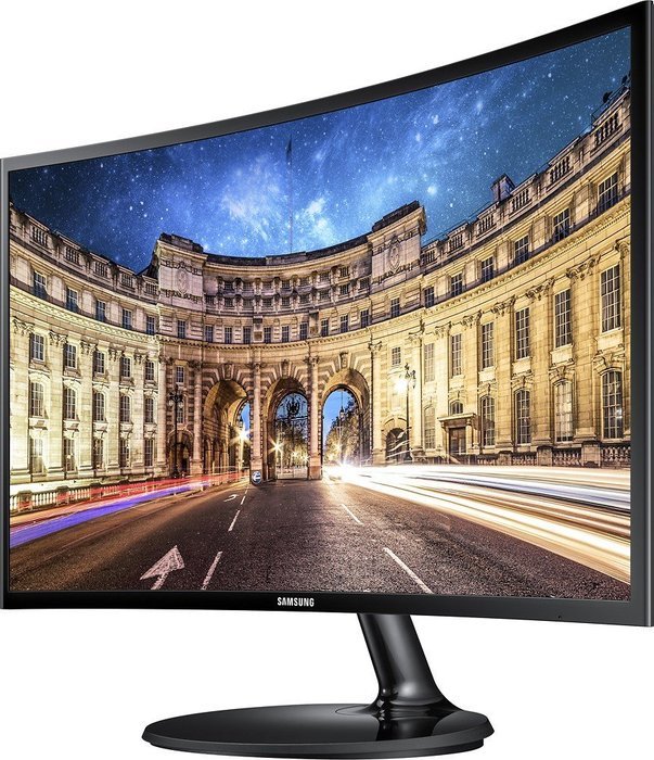 Samsung - CF390 Series C24F390FHN 24" LED Curved HD FreeSync Monitor - High glossy black N2