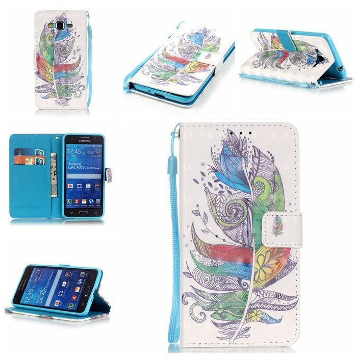 Samsung Galaxy Grand Prime Case,Yaheeda [3D Colored Drawing] [Flip Fit] Premium PU Leather Card-Slots Cash-Slots... N36