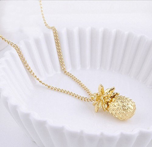 Tiny Pineapple Fruit Cute Charm Long Chain Necklace Summer Jewelry Gold Plated N5