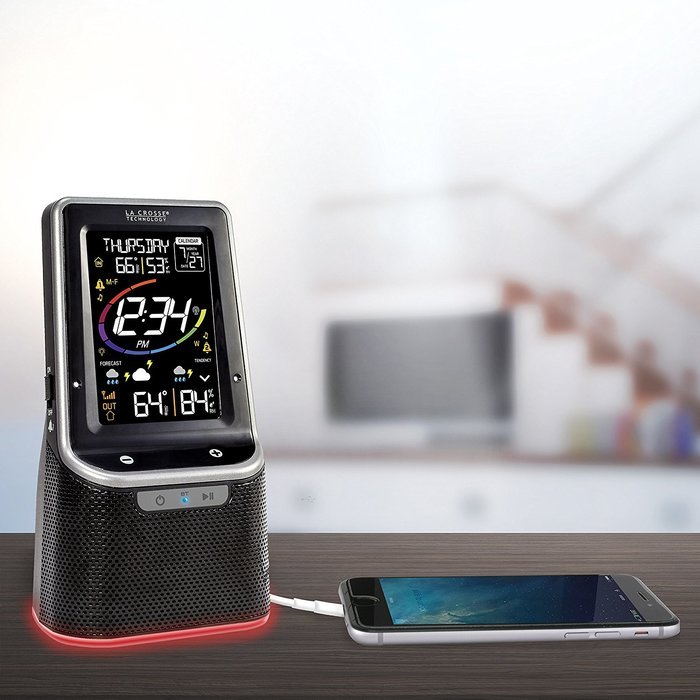 La Crosse Technology S87078 Color Wireless Weather Station with Bluetooth Speaker & USB Port N6