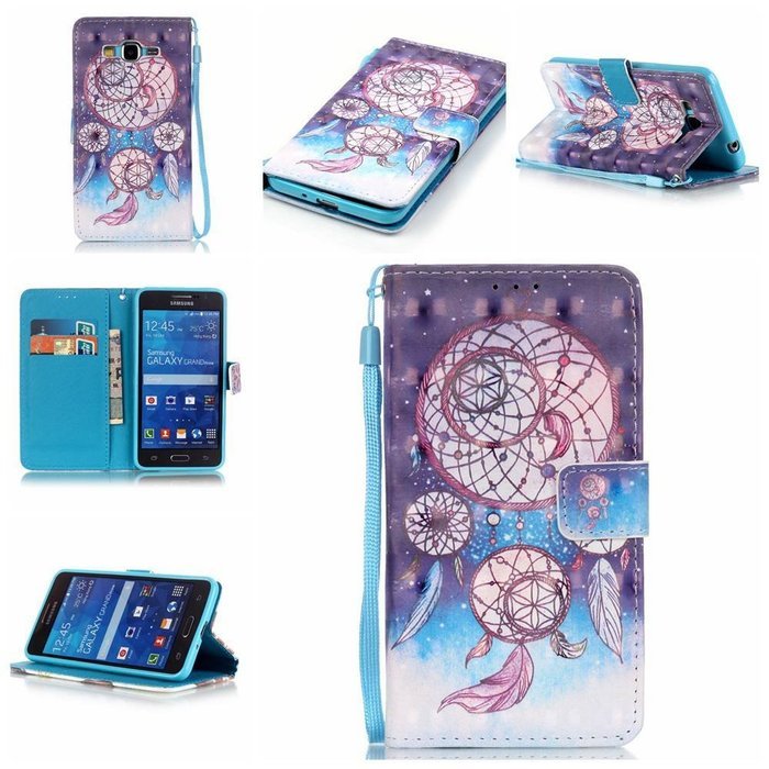 Samsung Galaxy Grand Prime Case,Yaheeda [3D Colored Drawing] [Flip Fit] Premium PU Leather Card-Slots Cash-Slots... N39