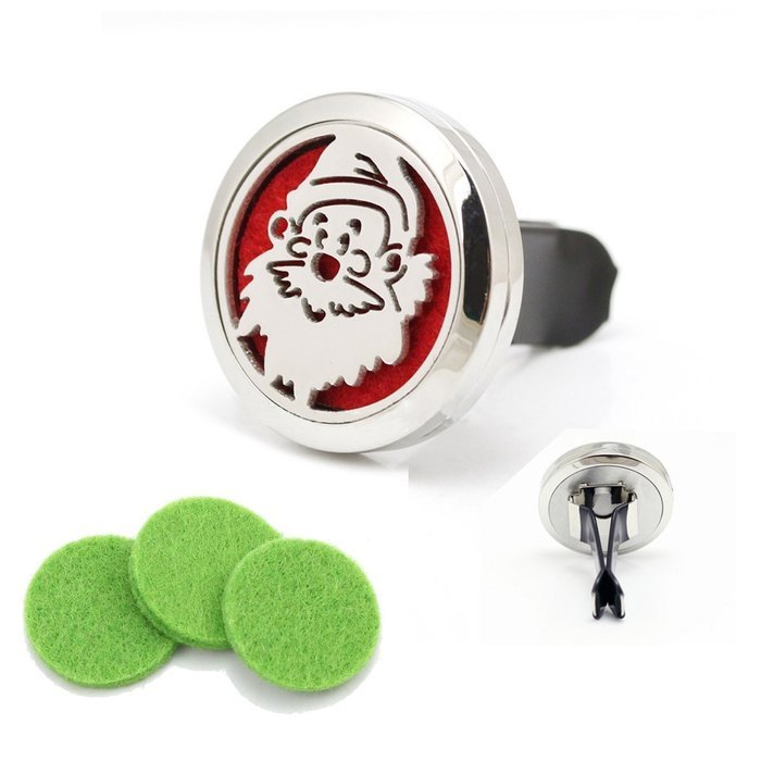 Xmas Santa 316L Stainless Steel Locket Car Air Freshener Travel Aromatherapy Essential Oil Vent Diffuser N3