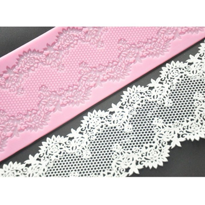 FOUR-C Christmas Gift Cake Lace Mat Silicone Mold Cake Decorating Supplies Color Pink