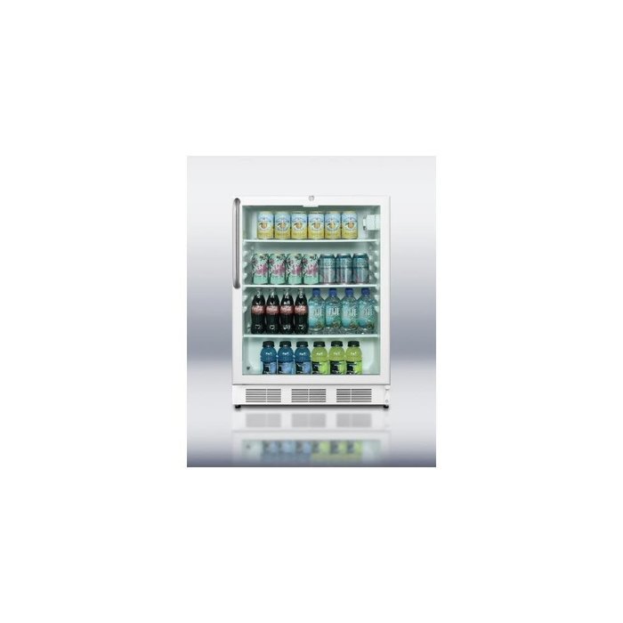 Summit SCR600LBITBADA: ADA compliant commercially listed beverage center for built-in use, with white cabinet,...