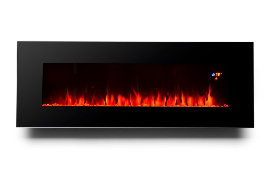 3G Plus 50" Electric Fireplace Wall Mounted Heater Crystal Stone Fuel Effect 3 Changeable Flame Color w/Remote... N6