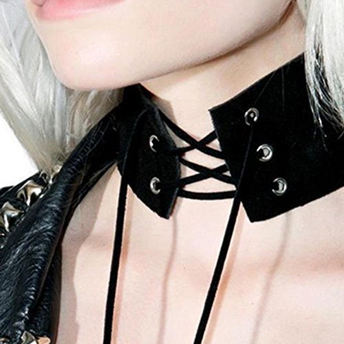 Sexy Women Lace Up Gothic Punk Choker black Velvet Leather Necklace Jewelry