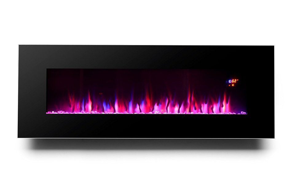3G Plus 50" Electric Fireplace Wall Mounted Heater Crystal Stone Fuel Effect 3 Changeable Flame Color w/Remote... N7