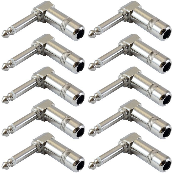 Agile-Shop 1/4" 90 Degree Angle Plugs TS Mono Heavy Duty Style for Speaker Cables, Patch Cables, Snakes - Male... N3
