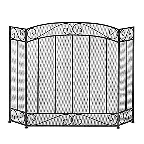 Timeless And Elegant Black Finish Foldable Classic Traditional And Classy 3-Panel Fireplace Screen Adds A Classic...