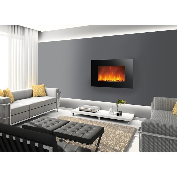 Clevr 750-1500W 36" Adjustable Electric Wall Mount Fireplace Heater Flat L N4