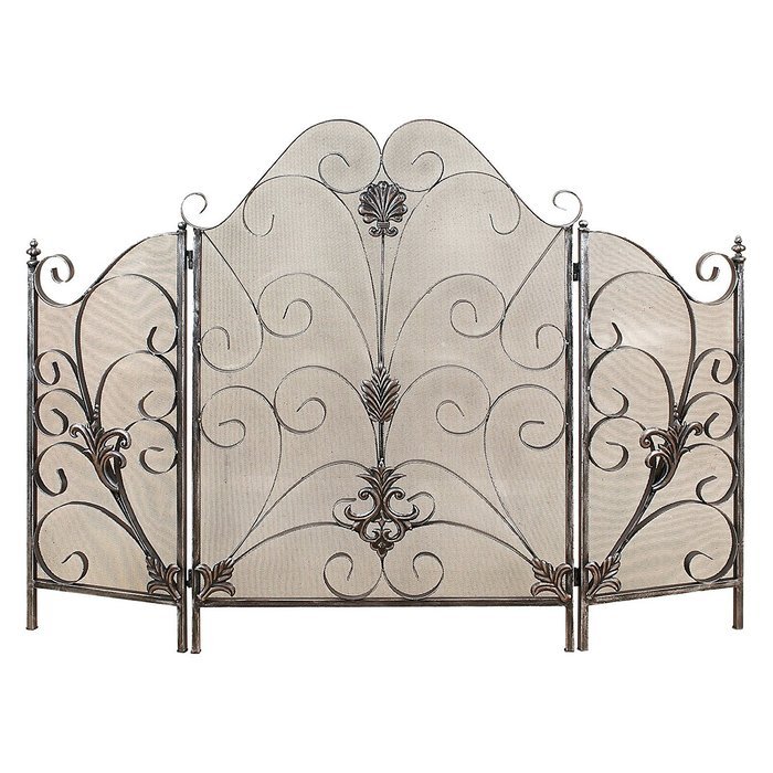 Iron Fireplace Screen with 3 Panels & Stunning Silver Finish Perfect for Home Protection & Decoration