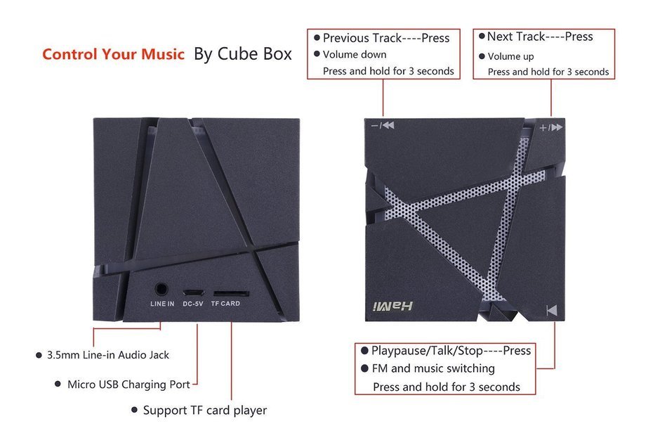 HaMi Allspark Cube Wireless Bluetooth Speaker, Led Light Portable Bluetooth Speaker Powerful Sound with Build-in... N9